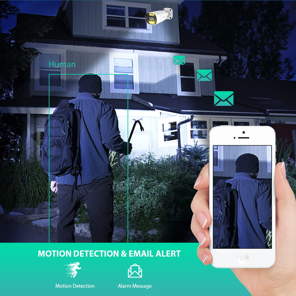 Imagem -04 - Câmera de Vigilância Bala Exterior 4k 8mp Ultra hd 2.8 mm H.265 Poe ip 5mp 3mp App Detecção de Movimento ai Áudio Bidirecional