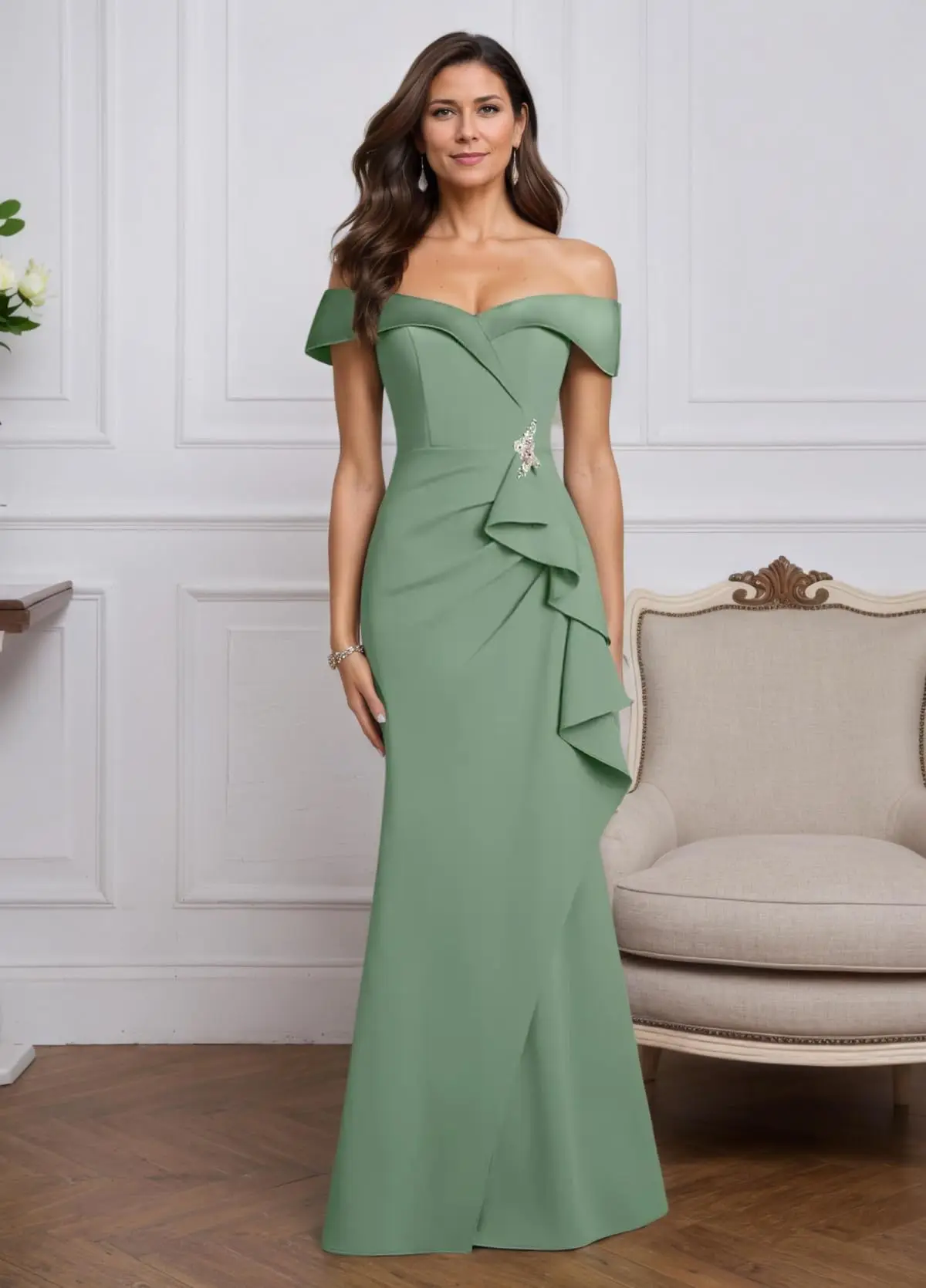 

Off The Shoulder Mother of The Bride Dresses for Women Ruffles Formal Dress Mermaid Evening Gown