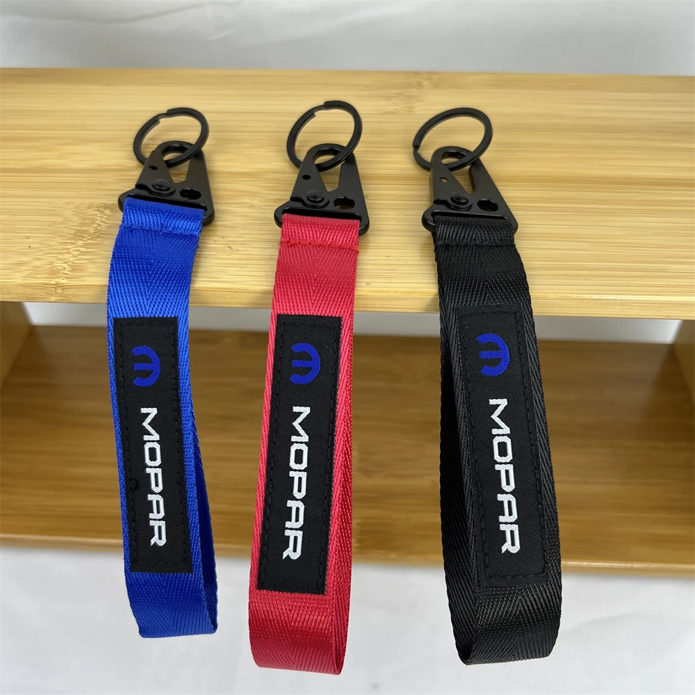 Car Keychain Nylon Keyring Woven Label Lanyard Key Belt Strap Tag Ring Short Ornament For MOPAR Chrysler Auto Accessorie