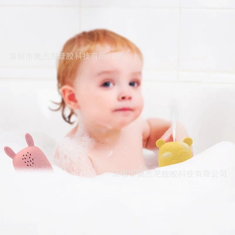 Baby 1-3 Years Old Silicone Shower Toy Animal Shape Baby Interactive Bathroom Toy Children Playing In Water