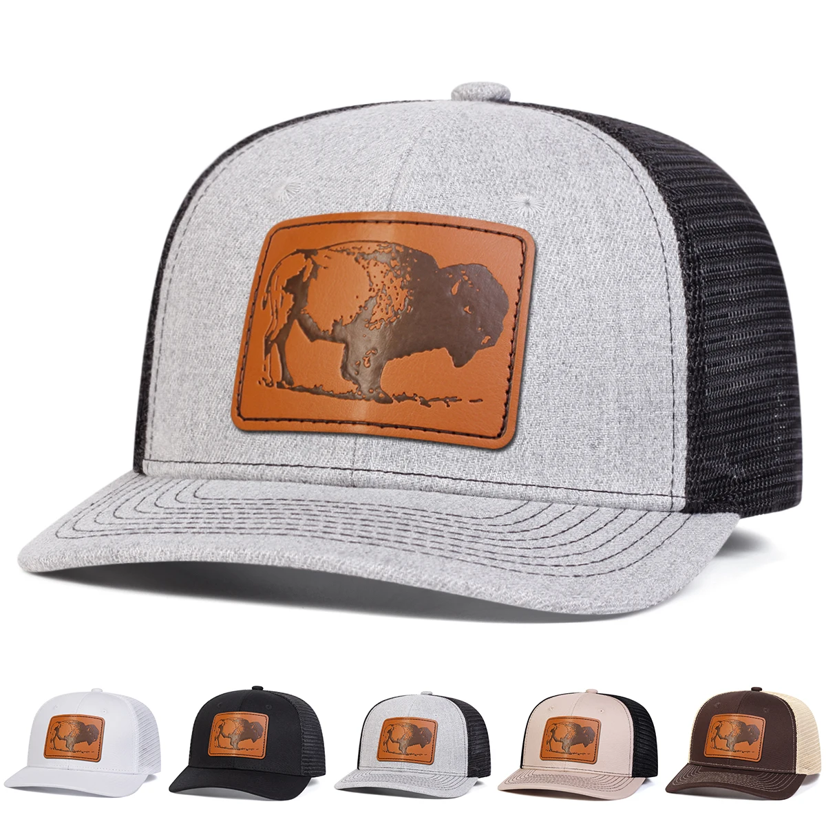 Unisex Yak Leather Label Baseball Net Caps Spring and Summer Outdoor Adjustable Casual Hats Sunscreen Hat