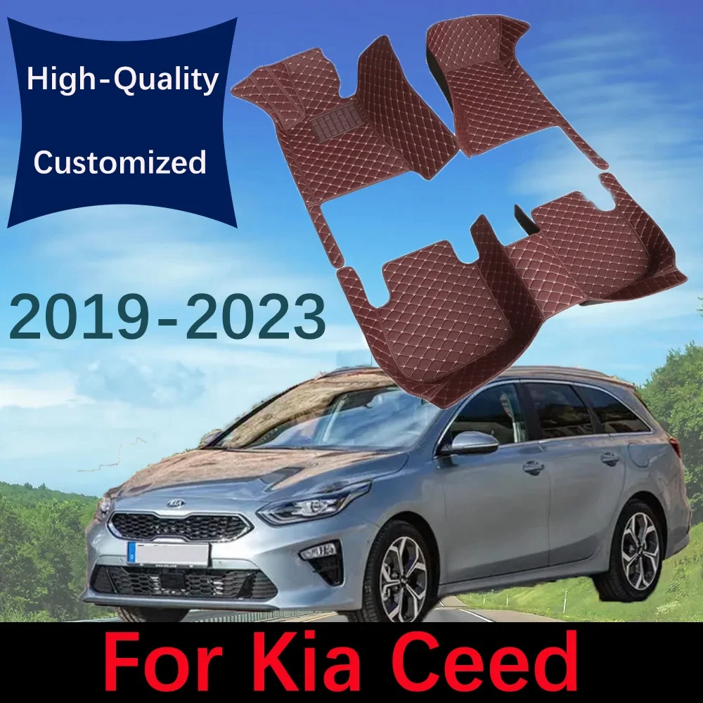 

Кожаные автомобильные напольные коврики на заказ для Kia Ceed Hatchback 2019, 2020, 2022, искусственные коврики, автомобильные накладки для ног, аксессуары для интерьера