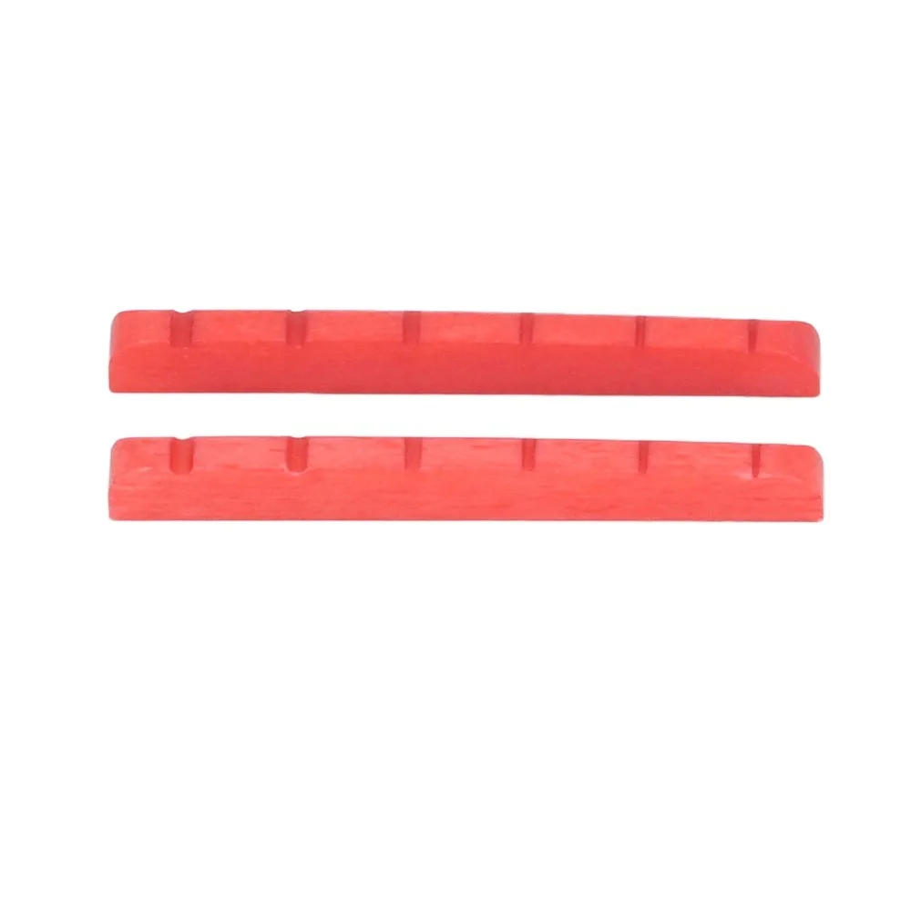 2PCS Durable 42mm Length Electric Guitar Nut Bone 6 String Pre Slotted Guitar Nut Red Color Bone Guitar Nut For Guitar