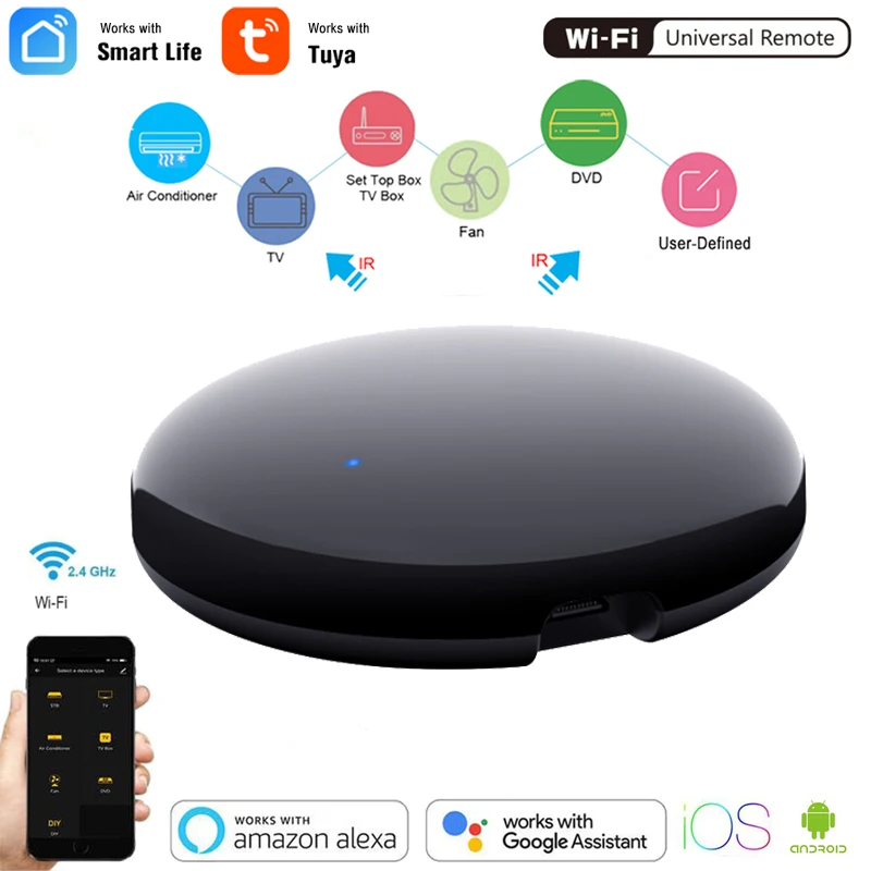 

Smart WiFi IR Remote Control Universal Wireless Intellegent Voice Controller For Alexa IFTTT Google Smart Home