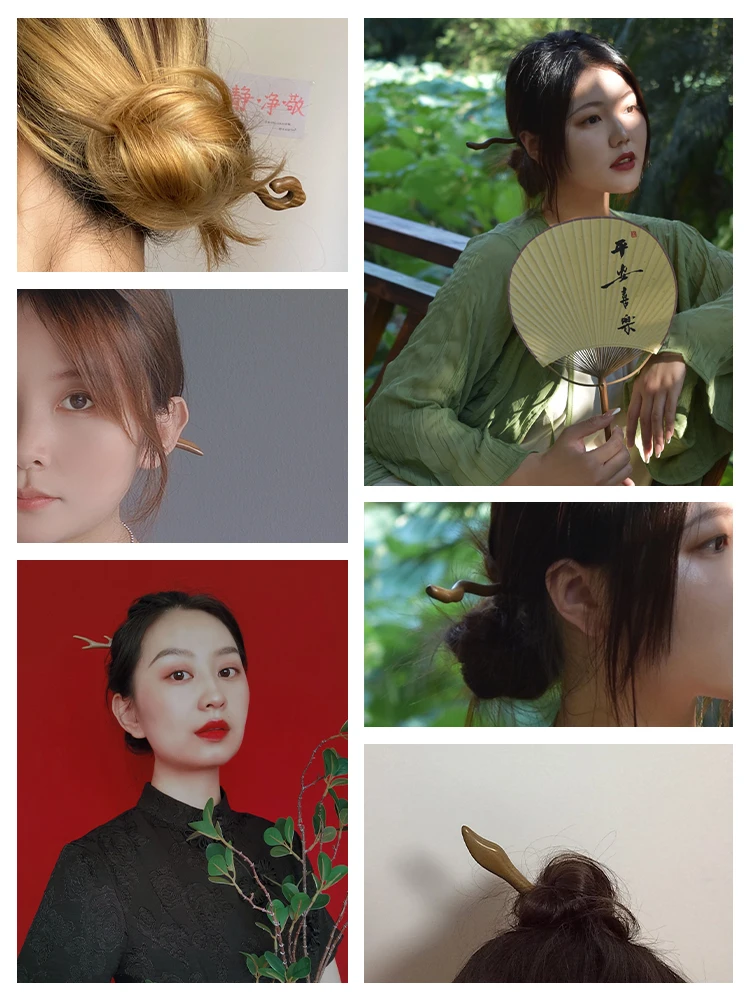 Hairpin, wooden hairpin, ancient style, green sandalwood, women's hair, daily simple hair, wooden modern sandalwood hairpin