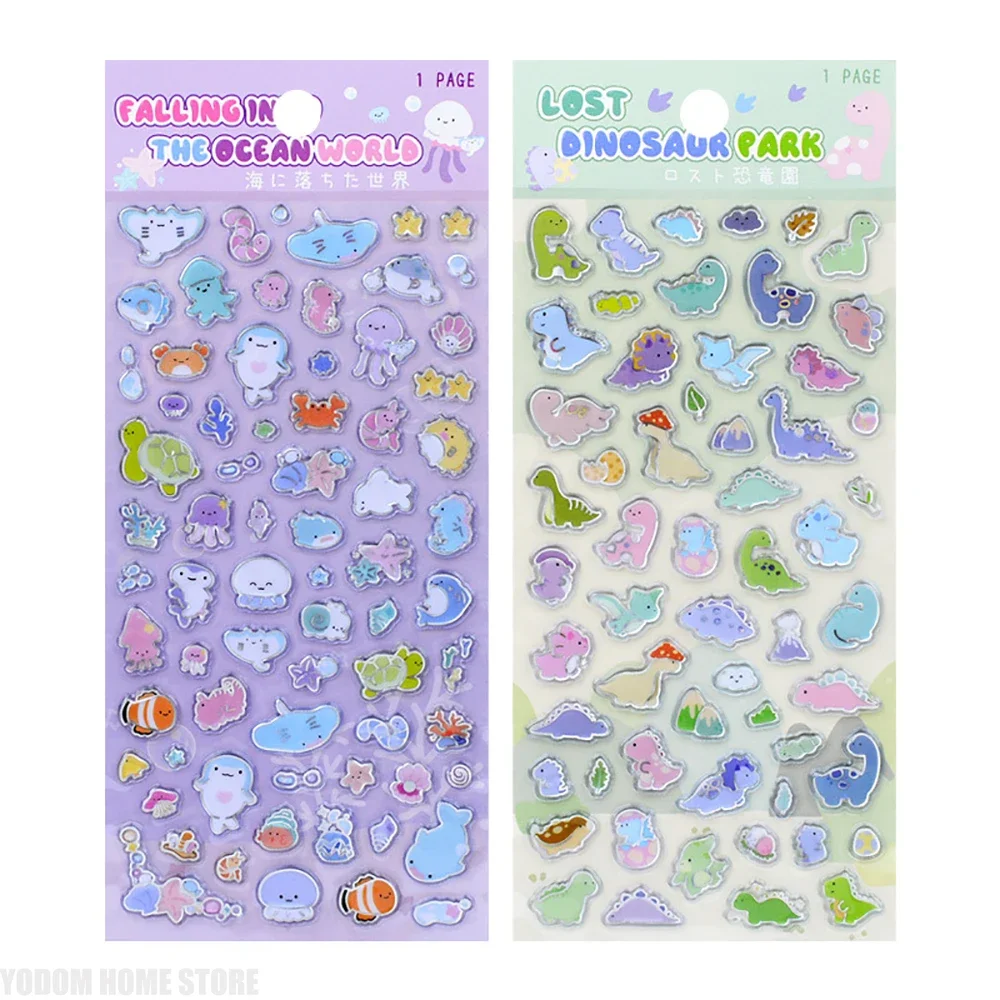 4pcs Cute Animal Stickers with Laser Diamond Edge for Scrapbooking Craft Supplies Material Scrapbooking Stickers Kids Girls Gift