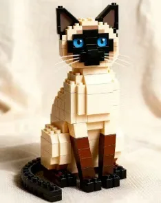 Ladrillos de Gato Maine Coon Esponjosos Creativos, Modelo DIY para Ensamblar, Adorno de Mascota, Decoración Única para el Hogar, Arte y Manualidades, Regalo para Adultos y Niños Aficionados