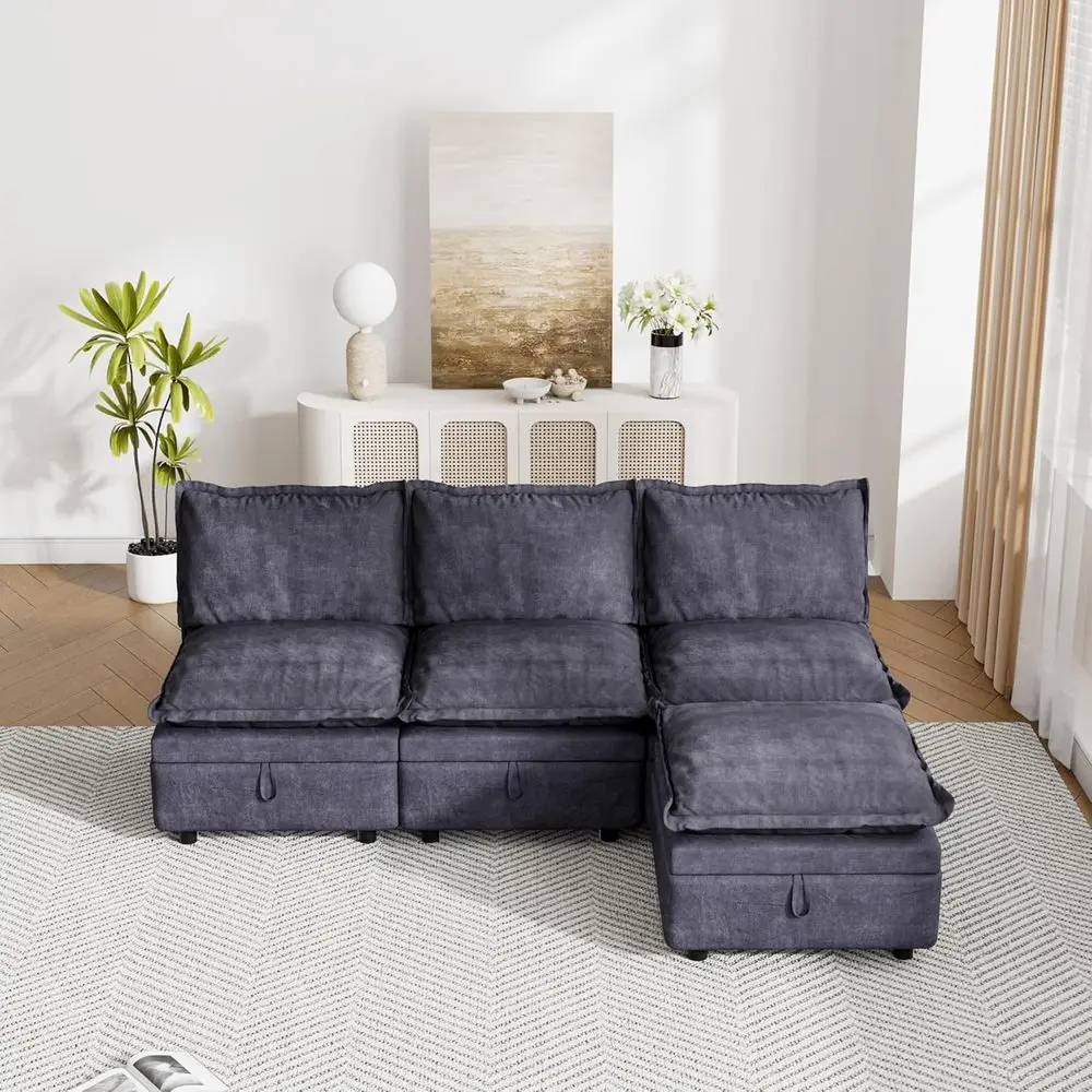 

Современный диван с эффектом облачного комфорта, глубина 80,5 дюймов, с пеной с эффектом памяти, обитый тканью, для гостиной, не требует сборки, серый