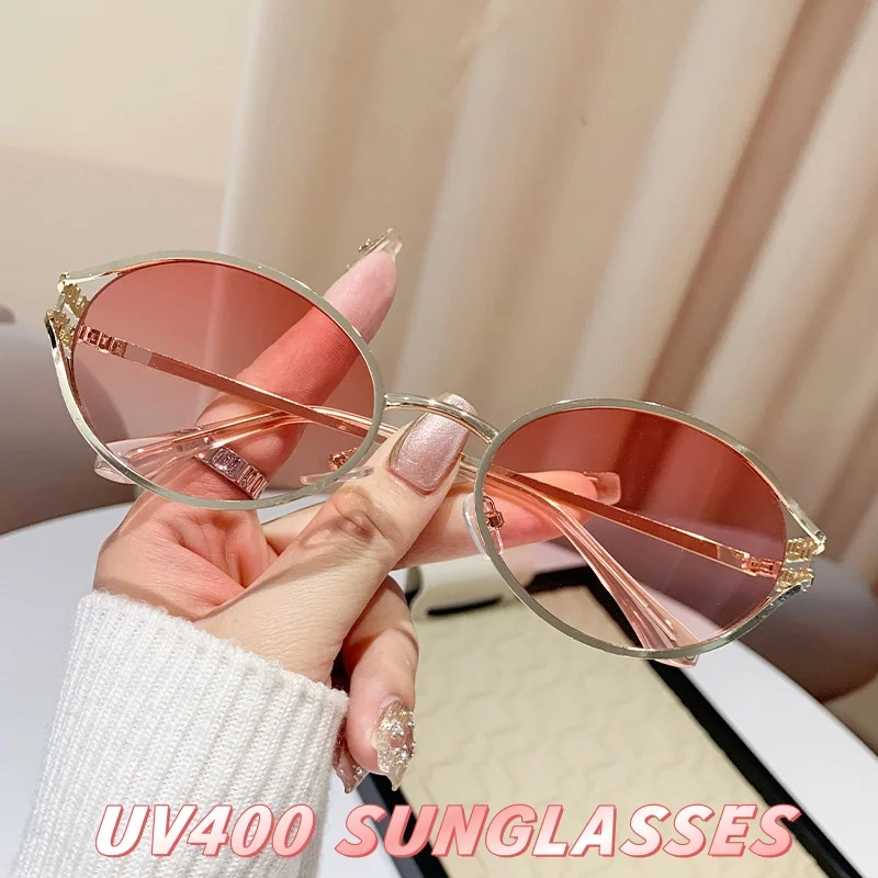 

Retro Oval Hollow Sunglasses Women's Fashion Street Photography Trend Versatile Sunglasses Outdoor Travel UV Resistant Glasses