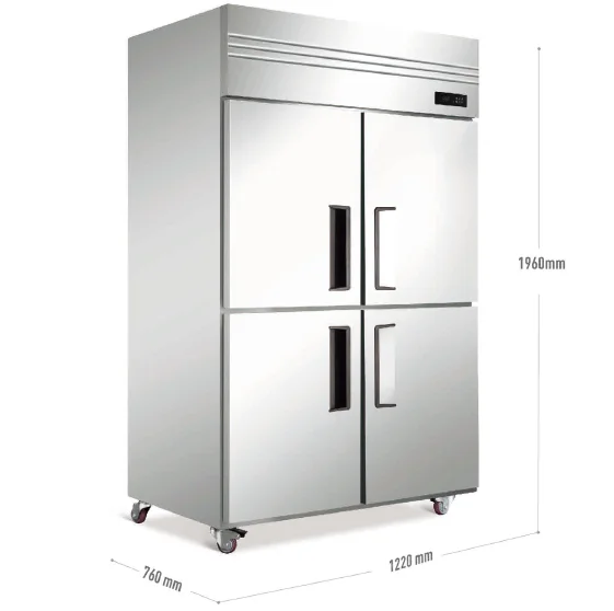 990L Commercial Stainless Steel 4-Door Electric Power Freezer Chiller Portable Used for Hotel Kitchen Freezing Equipment