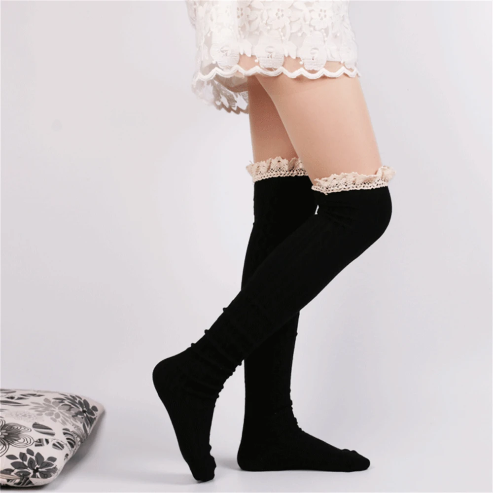 Japanese Lace Stockings Long JK Socks Autumn Winter Women Over-the-knee Tights Socks Korean Girls Lolita Uniform Thigh High Sock