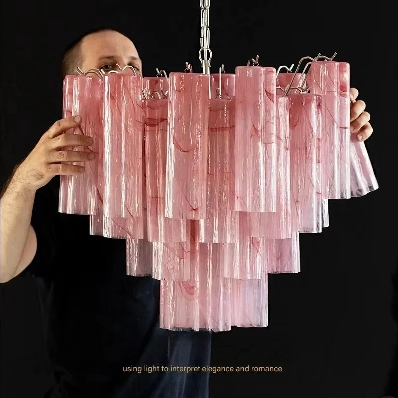 Italy Murano Glass Chandelier Light For Living Room Bedroom Hotel Staircase Vintage Villa Lamp Pendant Light Home Decor Fixture
