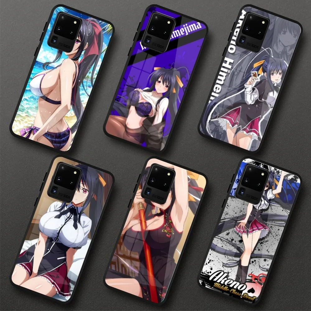 High School DxD Akeno Mobile Phone Case for Samung S23 S22 S21 Pro Ultra A13 A33 A53 NOTE 20 PC Glass Phone Cover Funda