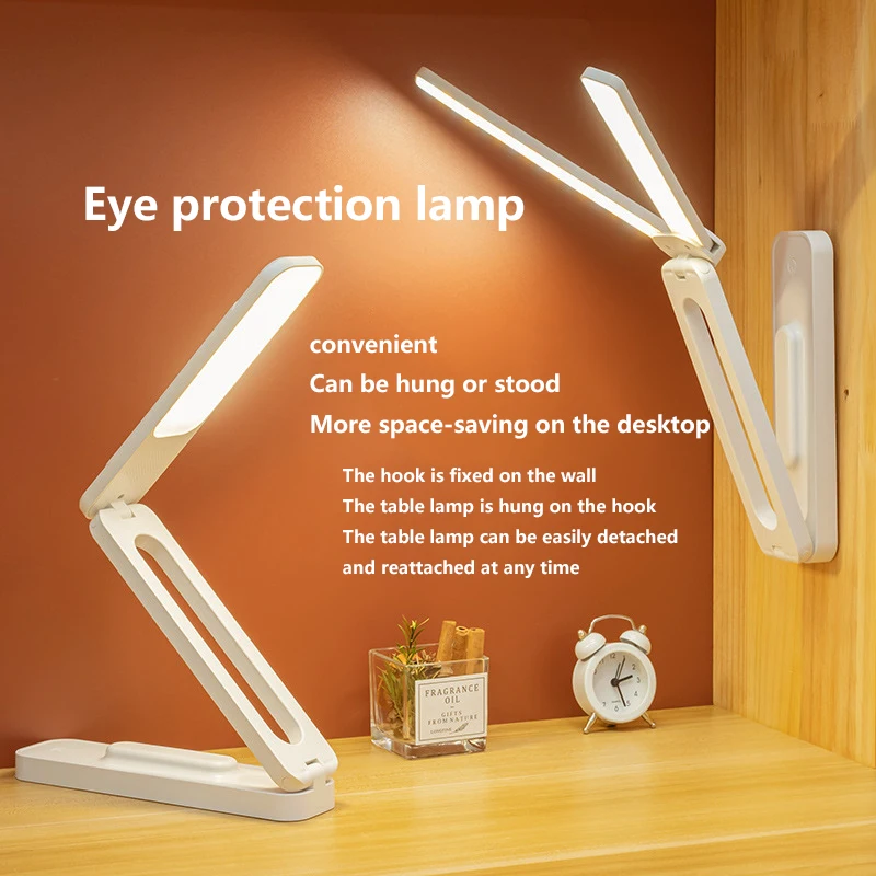 

Dual Head LED Desk Lamp, Foldable Dimmable Reading Light with USB Rechargeable Battery, Night Light for Bedroom, Dorm, Study