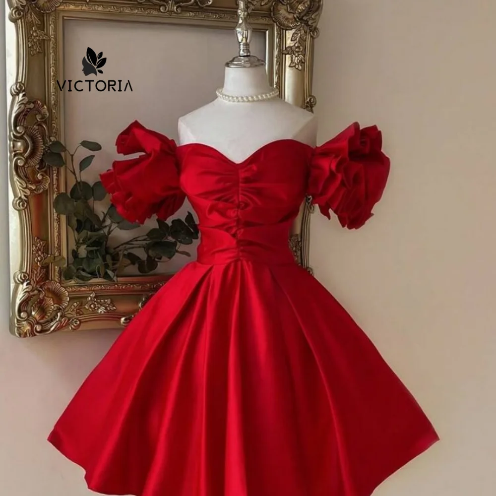 Special Red Homecoming Dress Puff Sleeves Wedding Prom Dresses Mini Birthday Party Dresses Vestido De Festa Customized