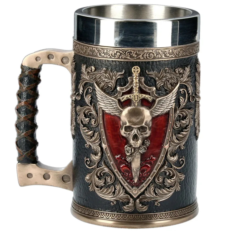 Taza de cerveza Medieval de gran capacidad, Tankard 3D, Nemesis Now House Stark, tazas de agua y café, copa de vino, regalo de Navidad y Halloween