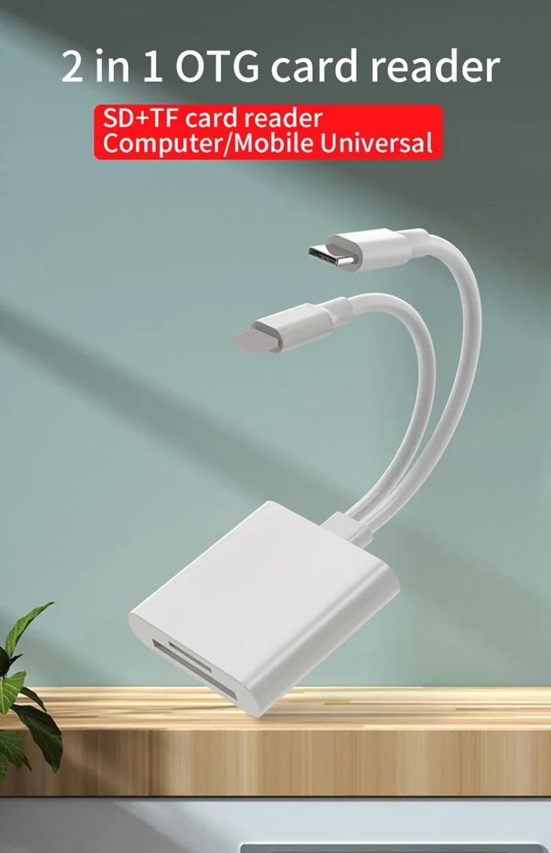 

FC & EC 2 в 1 OTG Card Reader Type C Lightning to SD TF Card Reader Адаптер для ПК, ноутбука, iPhone Multi Smart Card Reader без приложения