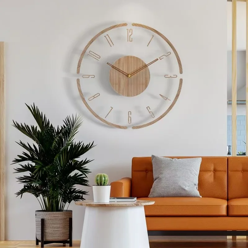 New Luxury Wall Watch Solid Wood Creative Wall Clocks Living Room Silent Nordic Simple Quartz Clock Wall Clock Modern Design