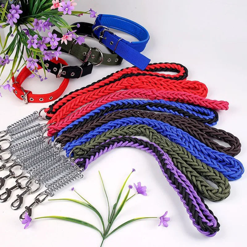 1Pcs 50cm Length Super Strong Nylon Dog Leash Dog Collar Leads For Medium Large Dogs with Spring Anti Pull Leashes Pet Supplies