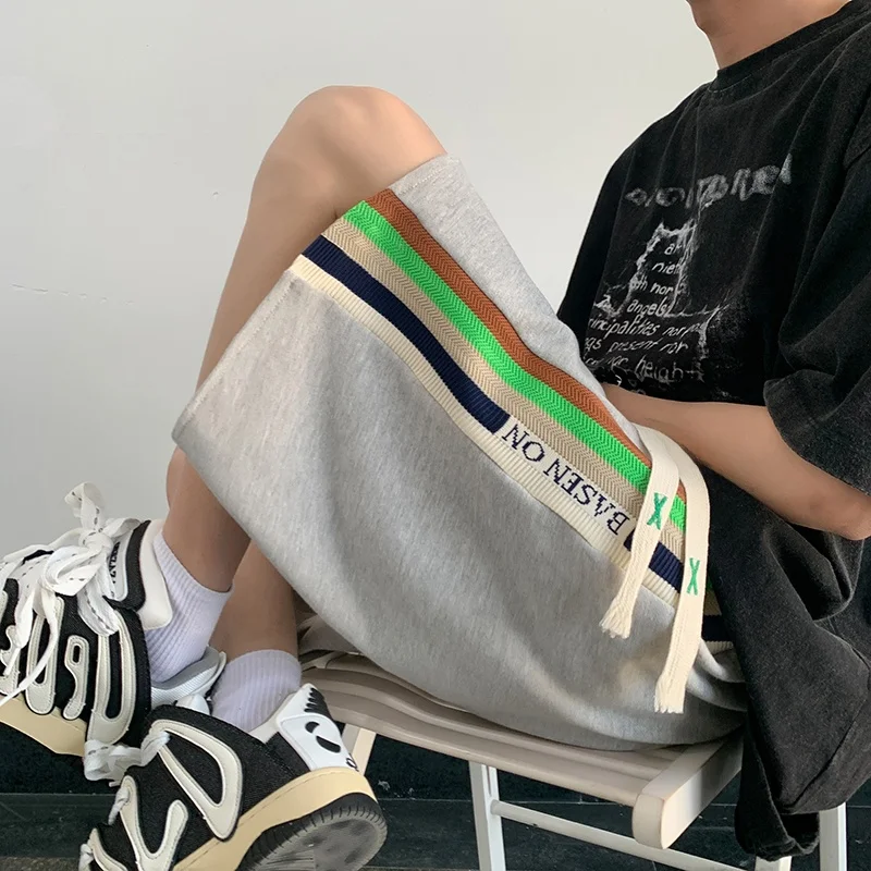 

Мужские спортивные брюки в американском ретро-стиле, повседневные, свободные, летние, прямые, широкие, дышащие, комфортные