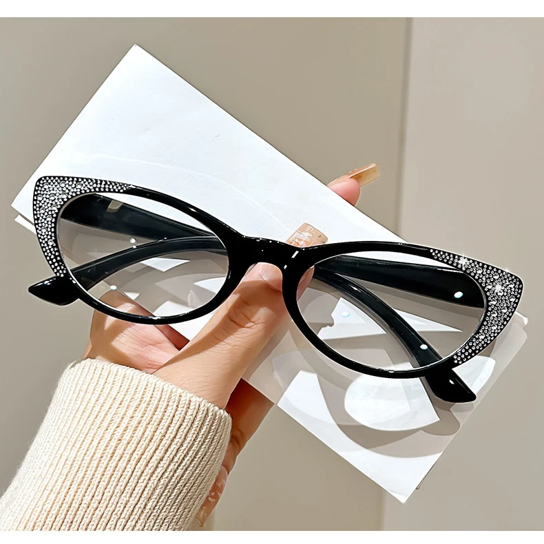 Katzenaugen-Lesebrille für Damen, Transparent, Bling, Anti-Blaulicht, Korrekturbrille mit Sehstärke +1,0 +1,5 +2,0 – Detail 6