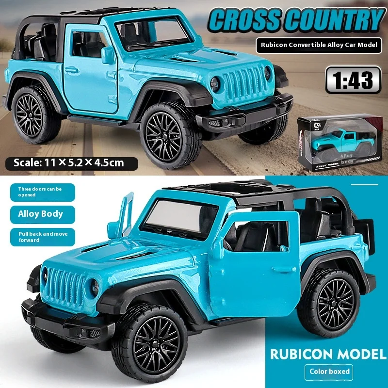 Carro de brinquedo pull-back de liga 1:43, veículo esportivo/off-road de simulação que pode ser aberto de três portas para meninos, presente para crianças