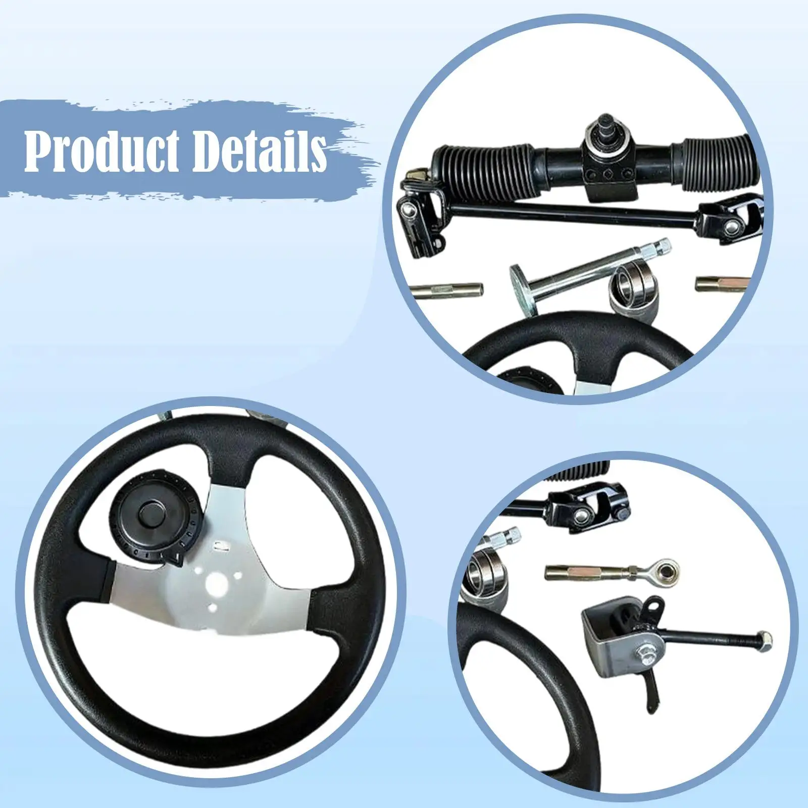 

Easy Installation Go Kart Steering Wheel Kit with Retractable Universal Joint Durable Tie Rod for Electric Toy Car Projects