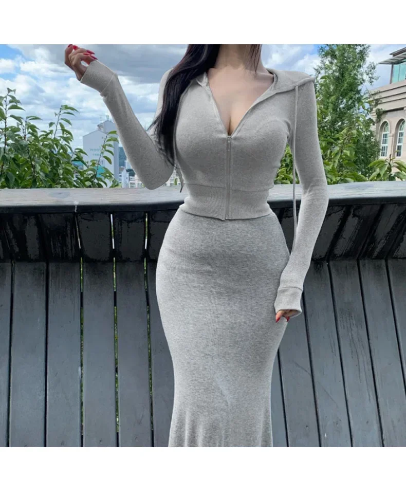 

Korean Fashion Spring New Sexy Zipper Hoodie Long-sleeve Slim Hoodies Women Tops Hooded Casual Sweatshirt Sweet Women Y2k