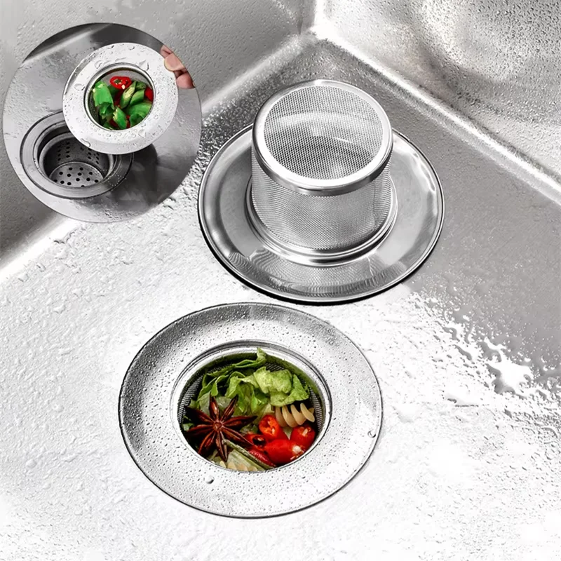 Long Stainless Steel Sink Filter Residue Anti-Clogging Mesh Strainer Drain Hole Bathroom Hair Catcher Kitchen Tools Accessories