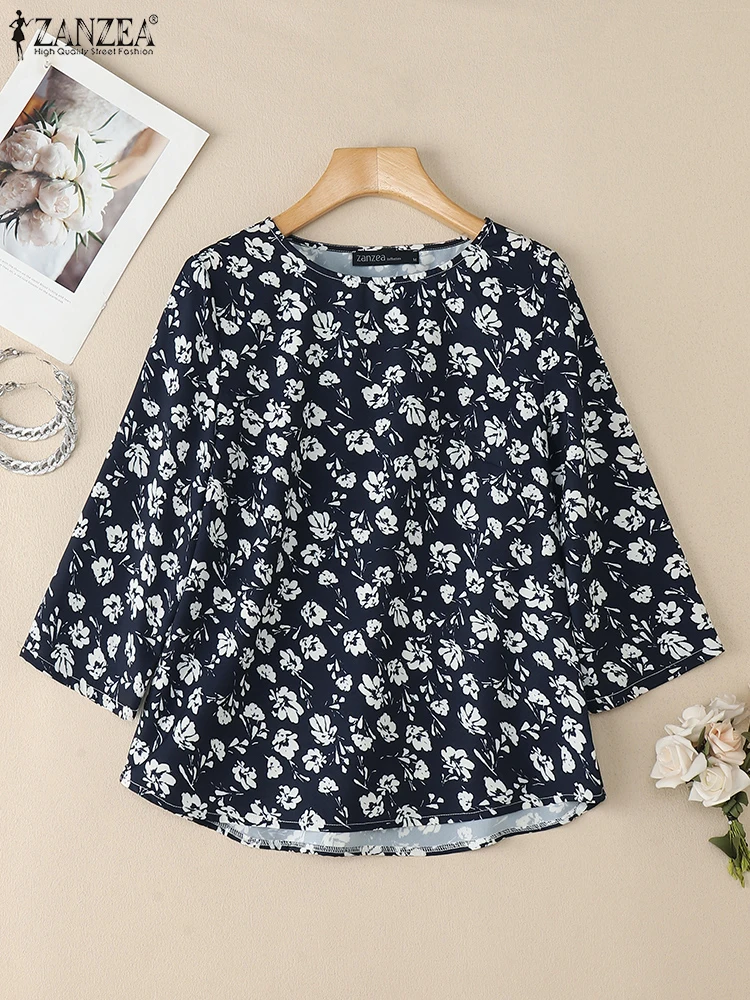 ZANZEA 2025 Autumn Floral Printed Blouse Women O Neck Long Sleeve Tops Casual Loose Work Blusas Female Chemise Bohemian Shirt