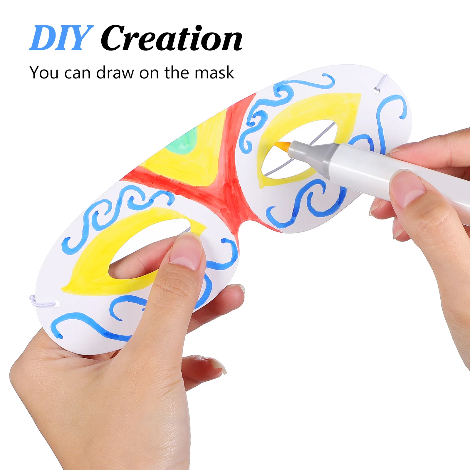 White DIY Paper Pulp Masks 40 Sets for Halloween Costume Party Craft Unpainted Hand Painted Masquerade Mardi Gras Decoration