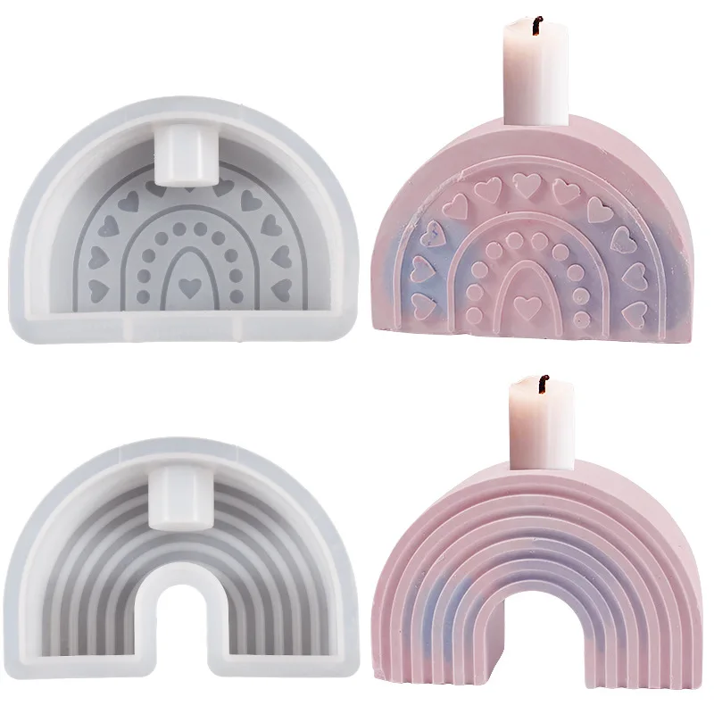 Resin Arch Rainbow Candle Holder Silicone Mold For DIY Cement Aromatherapy Mold Making Candle Mold Home Decoration