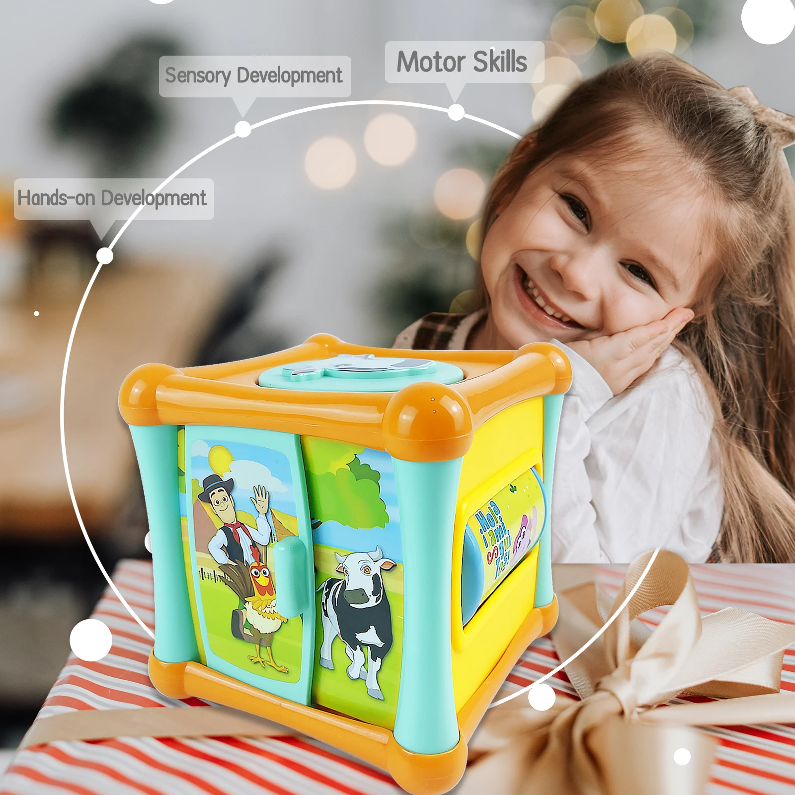Cube d'activité La Granja De Zenon pour bébé, jouet d'apprentissage avec son, cadeau pour tout-petits garçons et filles, jouets de ferme Zenon