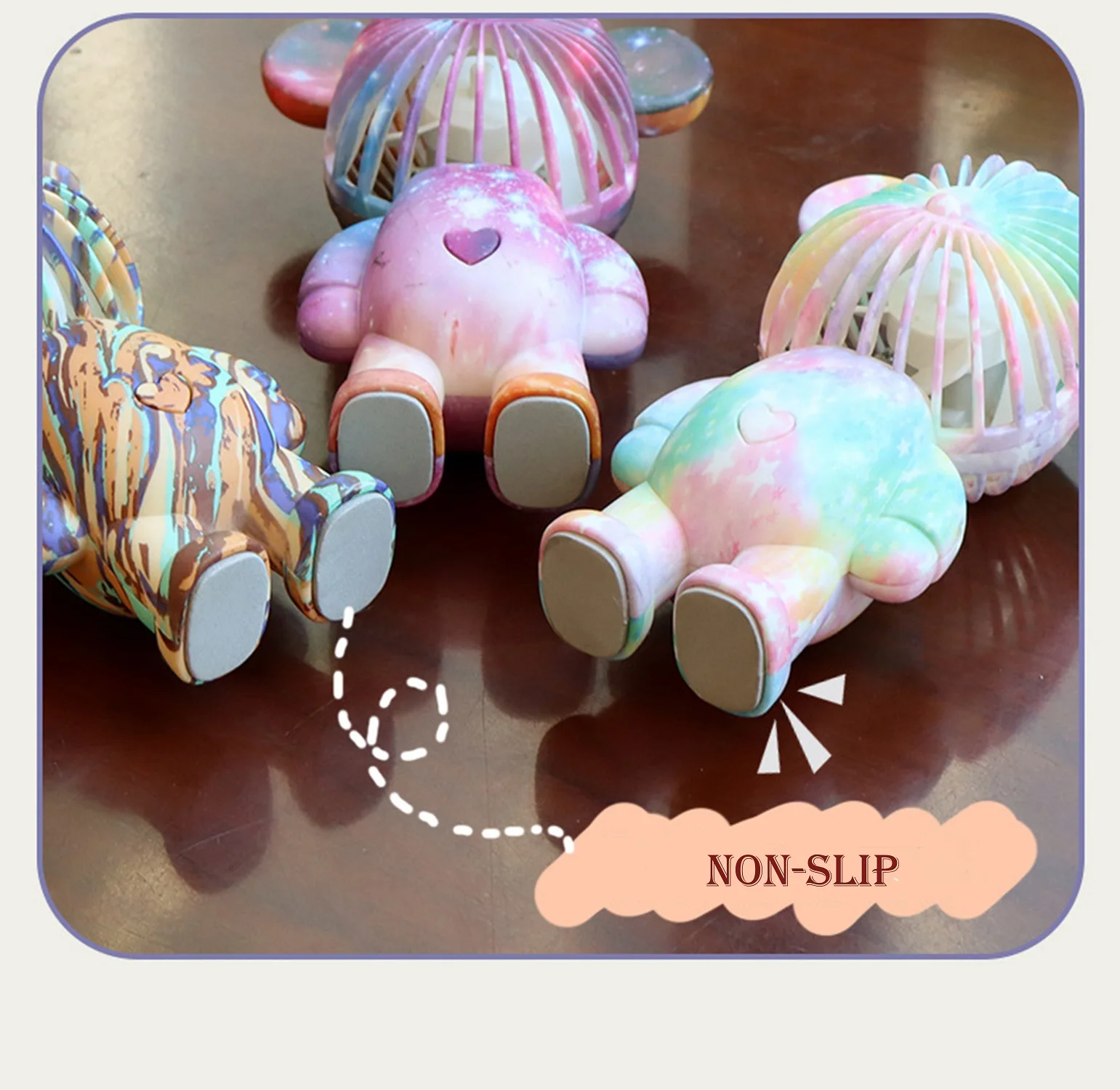 2023 New Noiseless Portable Small Fan A Summer Three-Gear Handle Small Fan Colorful Doodle Bear Small Fan Usb Charge