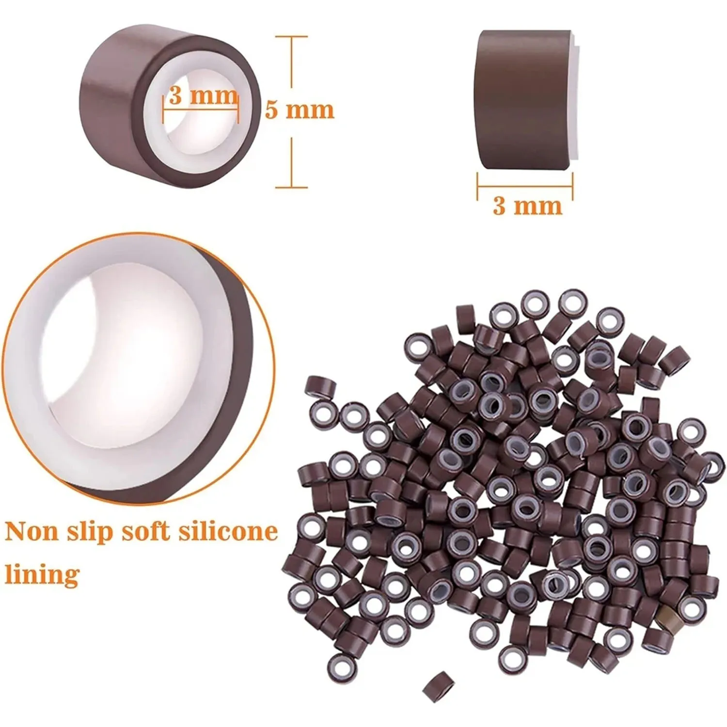 Kit de herramientas para extensiones de cabello, alicates para extensiones de cabello con punta I, gancho para tirar, dispositivo de cuentas, kits de herramientas y 100 Uds., microeslabones de 5 mm, cuentas de anillos