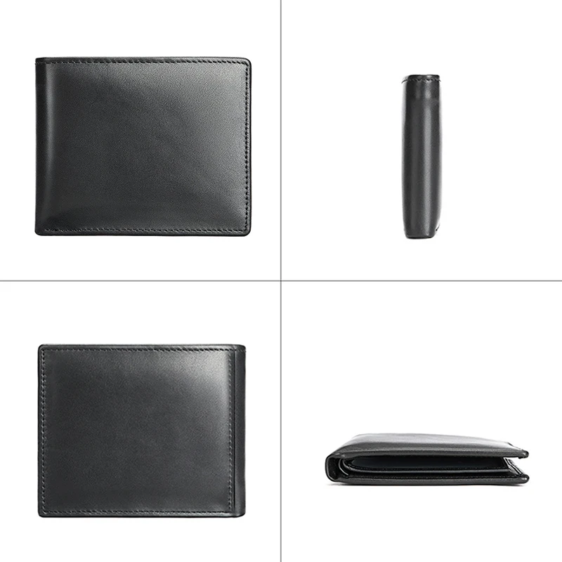 Herren Kurze Bifold-Geldbörse 100% Oberste Rindslederschicht Handgefertigte Lässige Männer-Geldbörse Modische Münz- und Kartenbörse – Detail 9