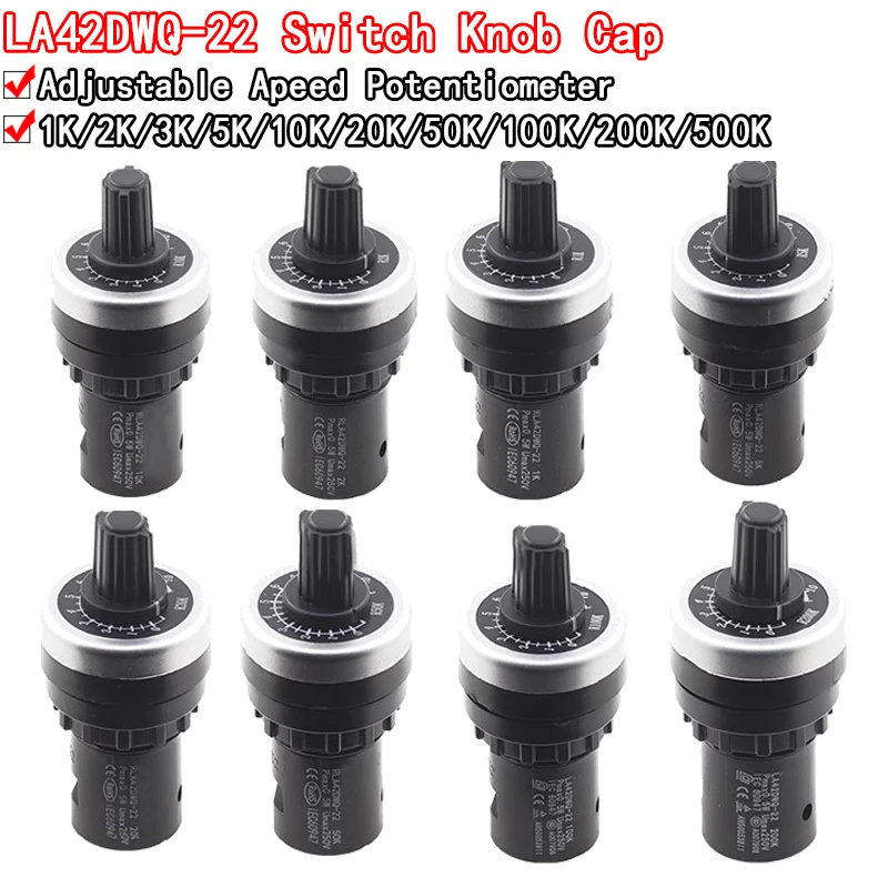 

LA42DWQ-22 1K 2K 5K 10K 22mm Diameter Pots Rotary Potentiometer Converter Governor Inverter Resistance Switch for arduino