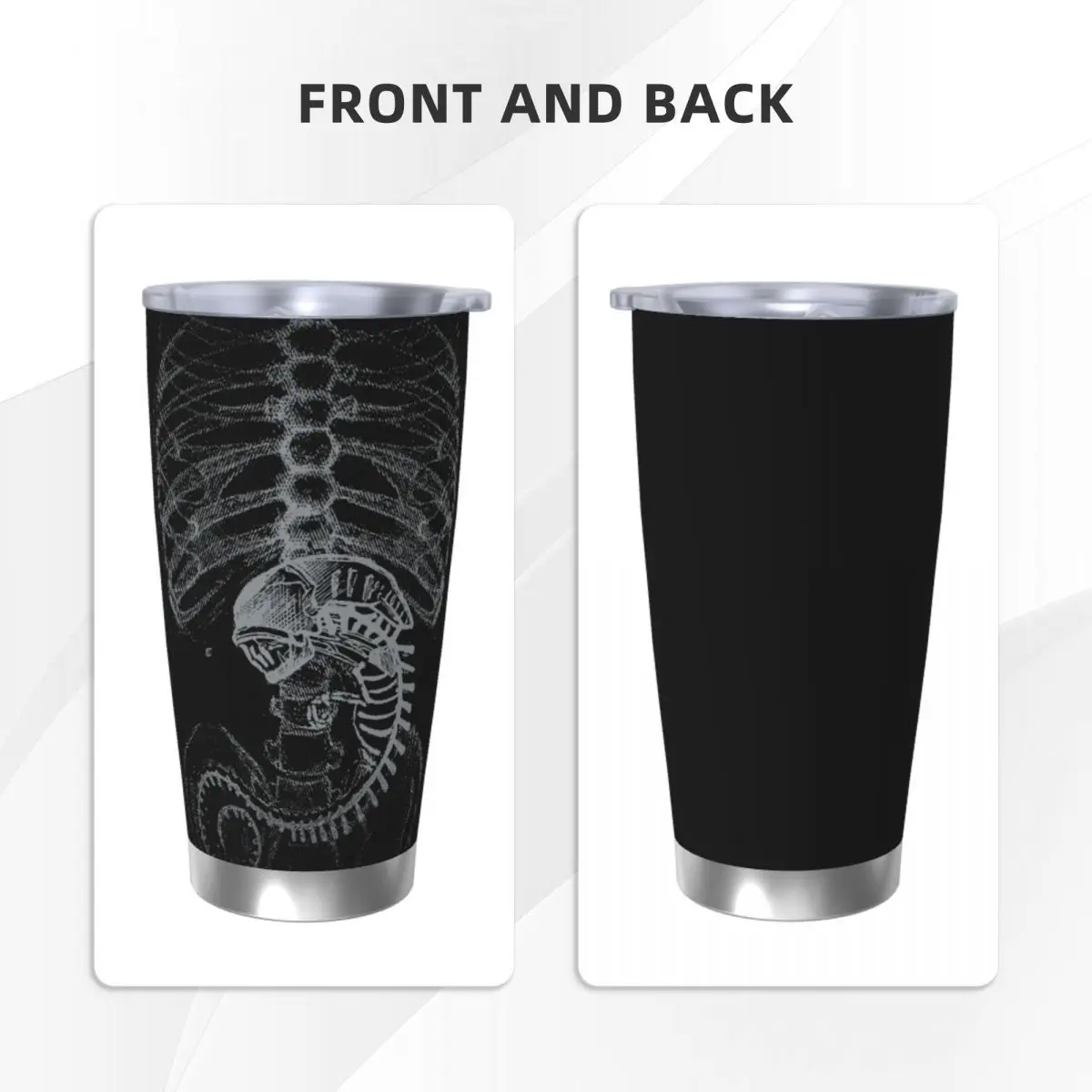 Alien Vs Predator X-Ray Insulated Tumbler with Straws Stainless Steel Thermal Mug Outdoor Portable Car Bottle Cups, 20oz