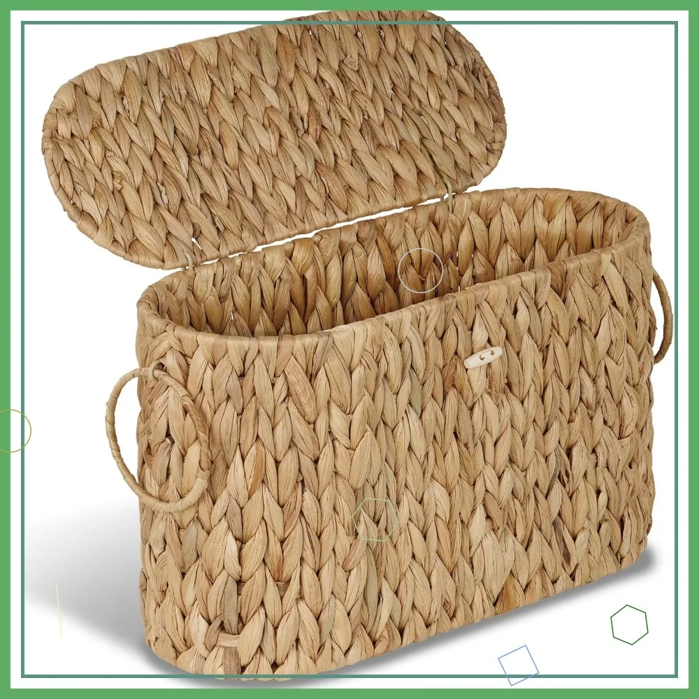 

Тонкий держатель для туалетной бумаги с крышкой, корзина из водяного гиацинта, вмещает до 9 мегарулонов, для декора и организации ванной комнаты