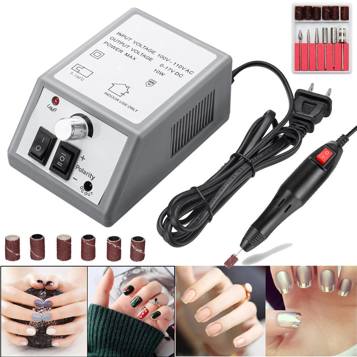 

Electric Nail Art Drill Machine Kit Professional High-Speed Portable Manicure Pedicure Salon Use 20000 Us Plug