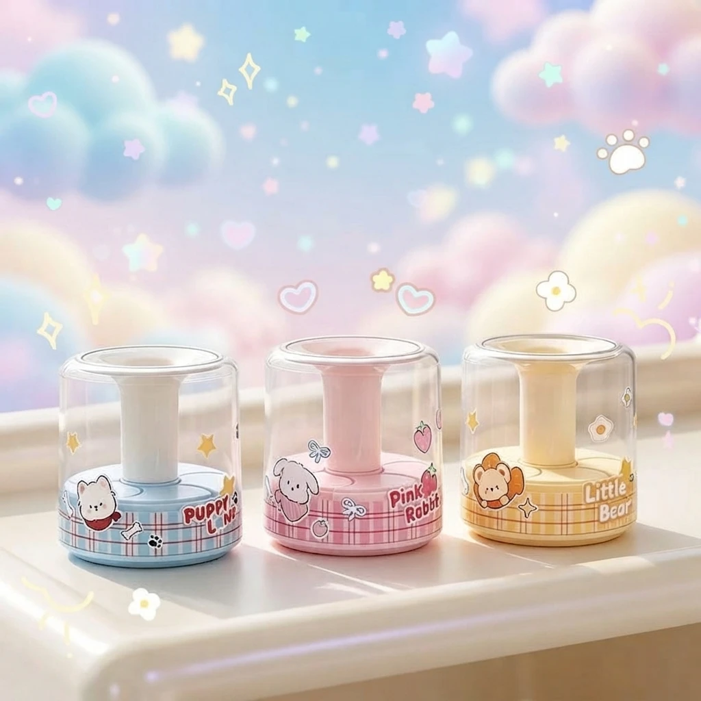 High-looking Cute Pen Holder Cartoon Desktop Rotating Makeup Brush Storage Tube Jewerly Display Box