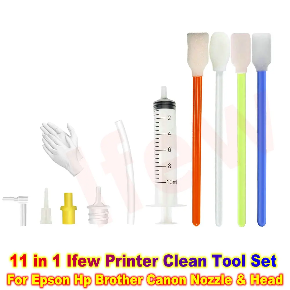 

11 in 1 Inkjet Printer Head Printhead Cleaning Kit Syringe Washer Tool Set For Epson Hp Brother Canon Nozzle Cleaner Ink Suction
