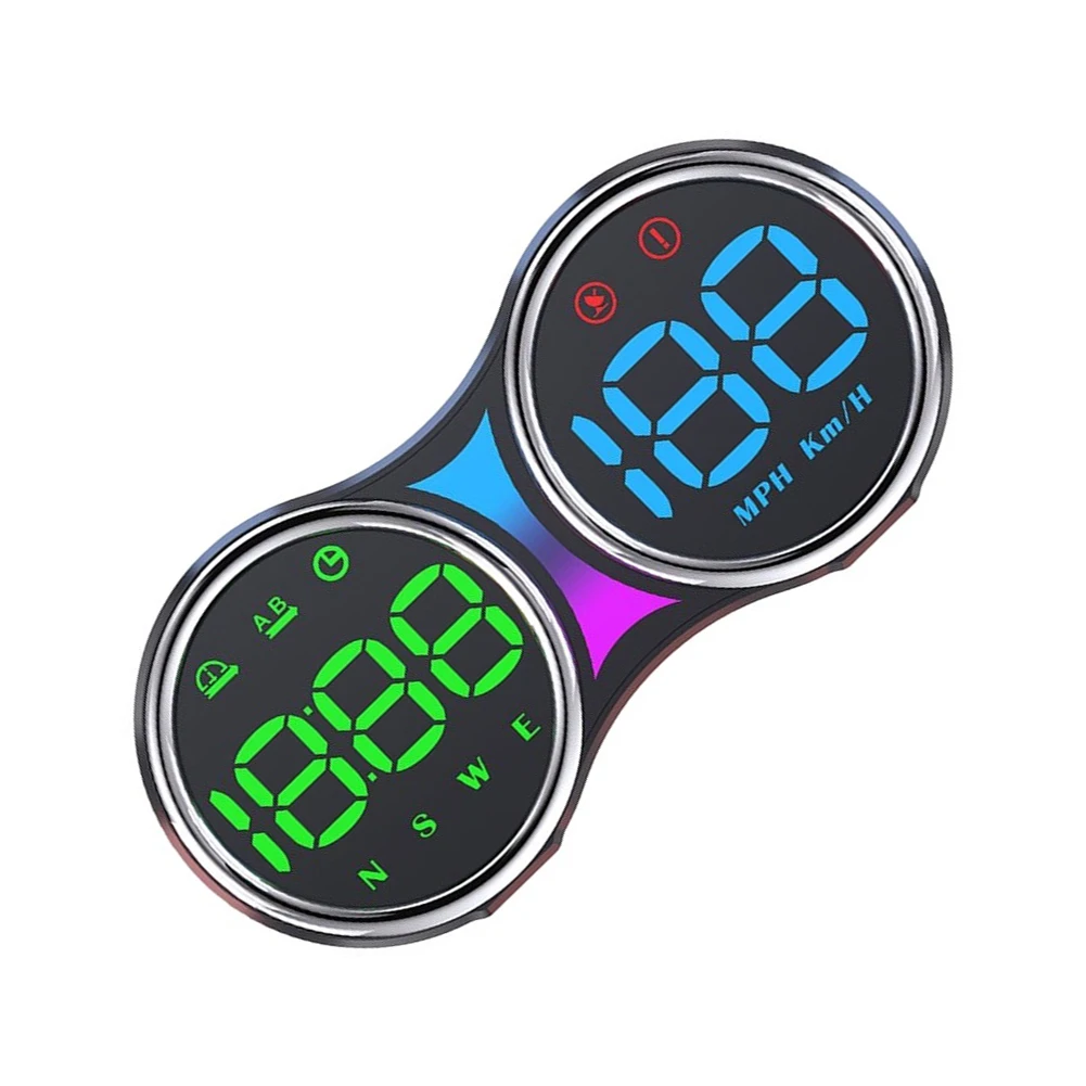 Car HUD Speedometer Display with Digital Dashboard Cluster Showing Vehicle Speed Altitude Compass and KM MPH Unit Switching