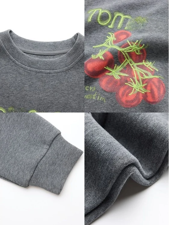 Faionable solto sle ato carta impressão moletom anti-envelhecimento design outono inverno coleção versão coreana final da linha