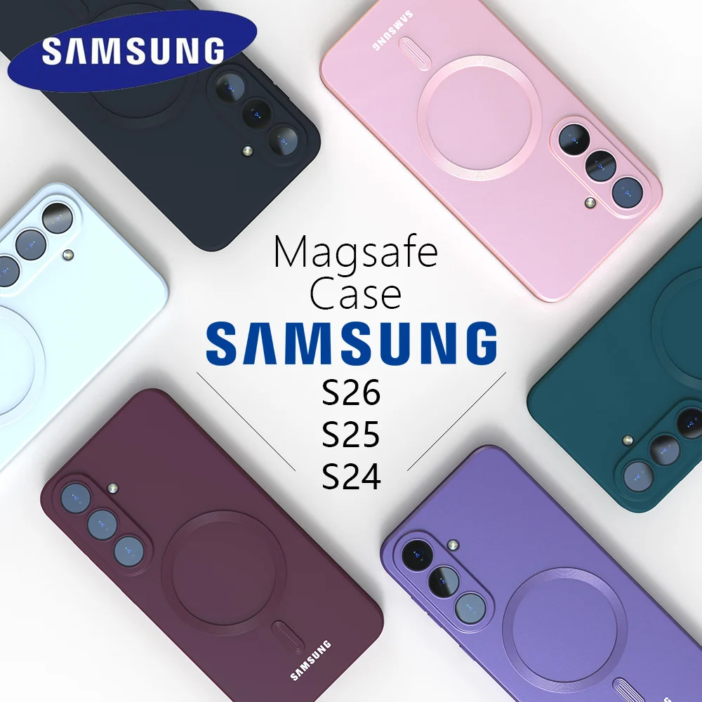 Оригинальный чехол Magsafe для Samsung Galaxy S26 S25 S24 A57, мягкий силиконовый чехол для телефона S26 S25 S24 S23 S22 S21 Ultra Plus FE