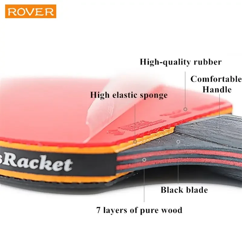 5/6 Star Table Tennis Racket Professional Ping Pong Racket Set Pimples-in Rubber Hight Quality Blade Bat Paddle with Bag Pallets