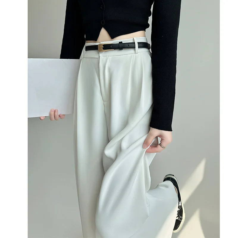 

2025Women's New Spring and Autumn High-Grade Drooping Straight Pants Small Casual Wide-Leg Pants