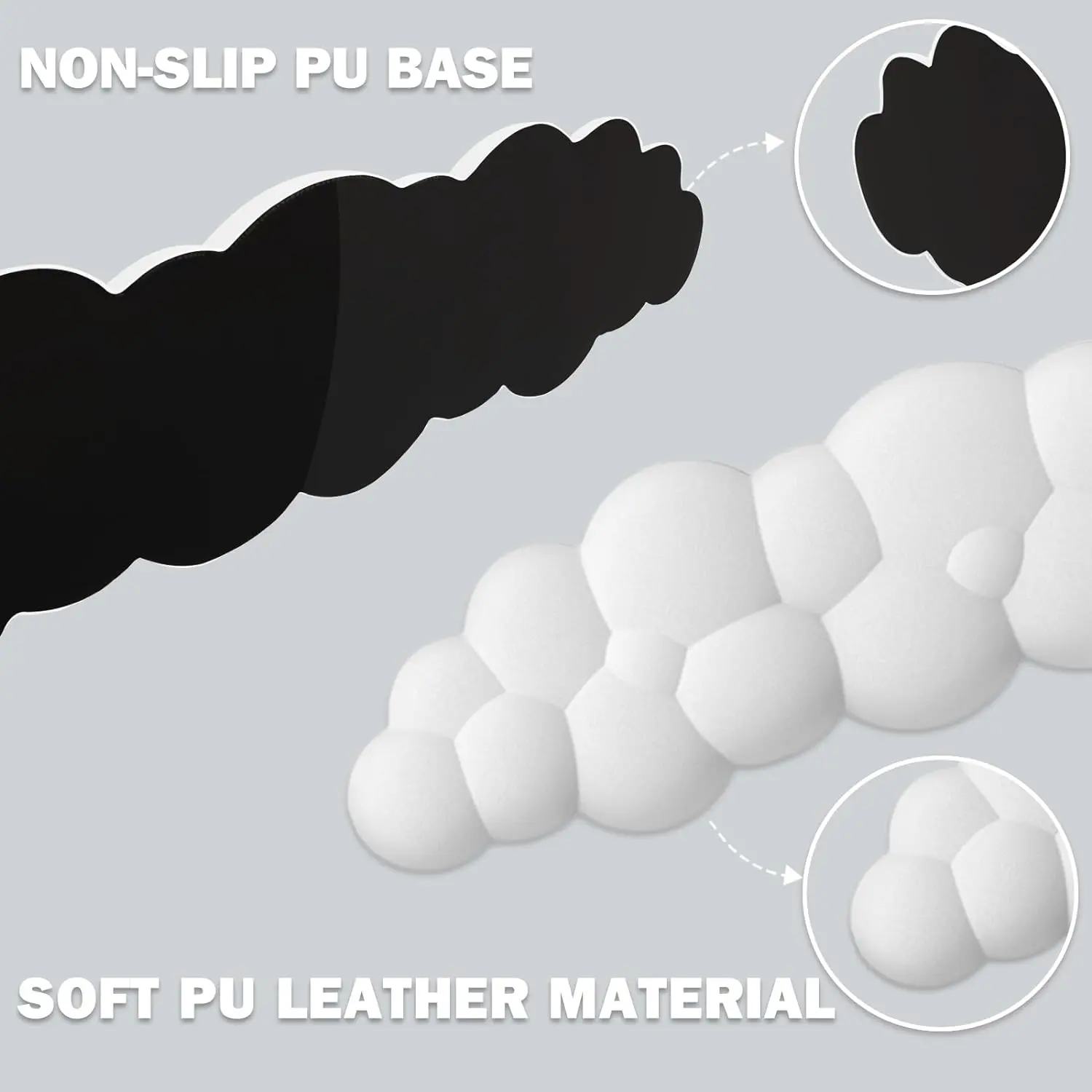 Poggiapolsi per tastiera morbida Nuvola Tappetino da scrivania in gomma antiscivolo Tappetino per mouse ergonomico Tappetino per mouse da ufficio Accessori di supporto per polsino