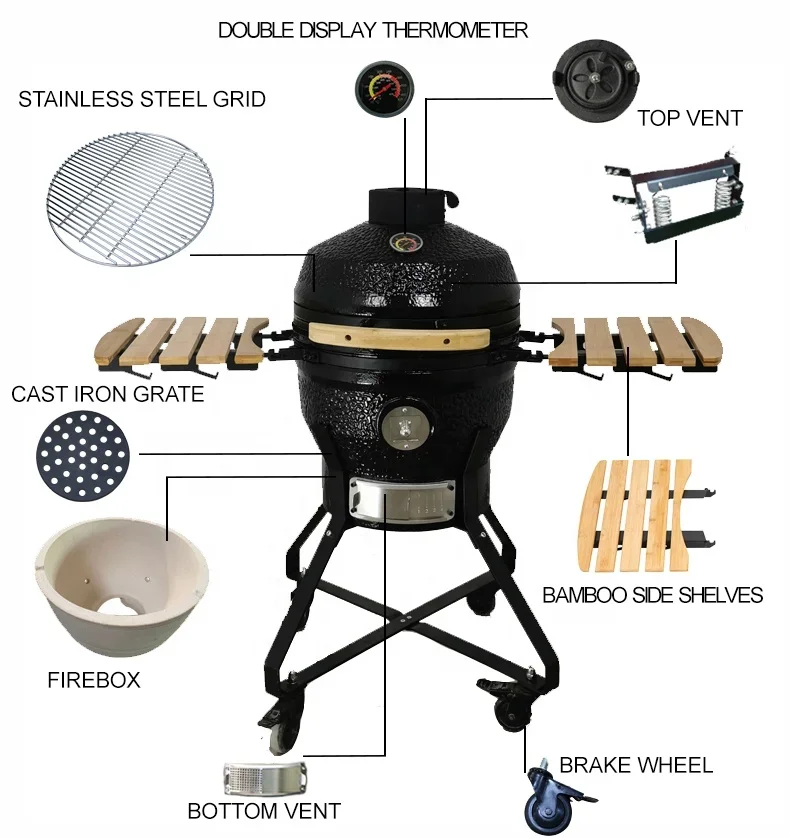 Customized Color And Texture BBQ Outdoors Smoker Charcoal Large Ceramic Kamado Grill