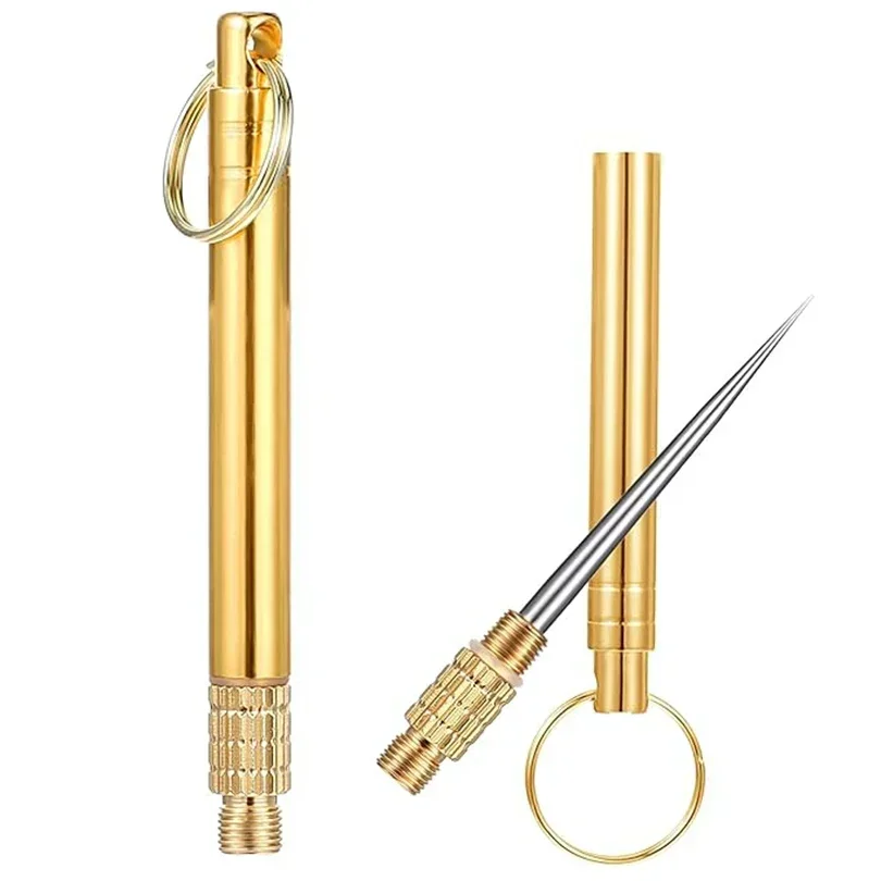 1PC Tragbare Titan & Messing Zahnstocher Obst Gabel Outdoor Multifunktionale Camping Werkzeug Zahnstocher Rohr, Stärker Als Zahnseide